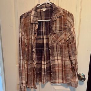 Maurices Brown Plaid Casual Shirt
